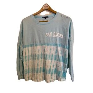 Long sleeve T-shirt San Diego California  Aqua Tie Dye BASIX Of AMERICA Medium